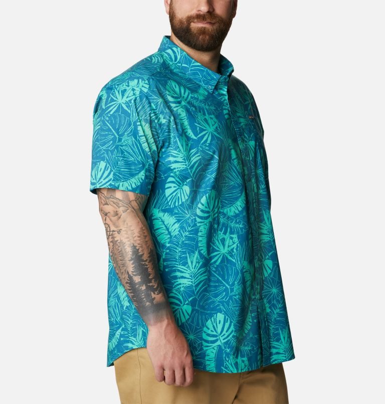 Men's Columbia Rapid Rivers Printed Short Sleeve Shirts Turquoise | Plus Size CA-Q13C5